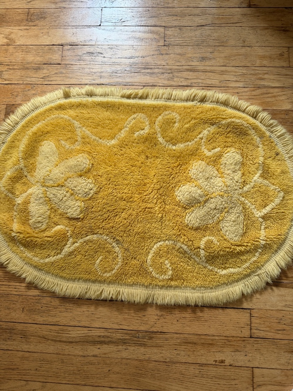 Vintage Yellow Floral Accent Bath Rug